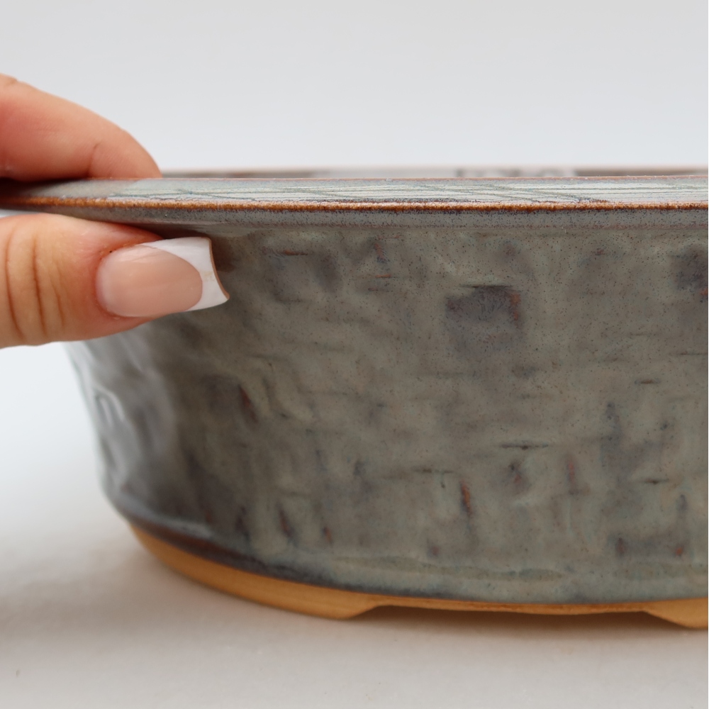 Ceramiczna miska do bonsai 26,5 x 26,5 x 8 cm, kolor szary