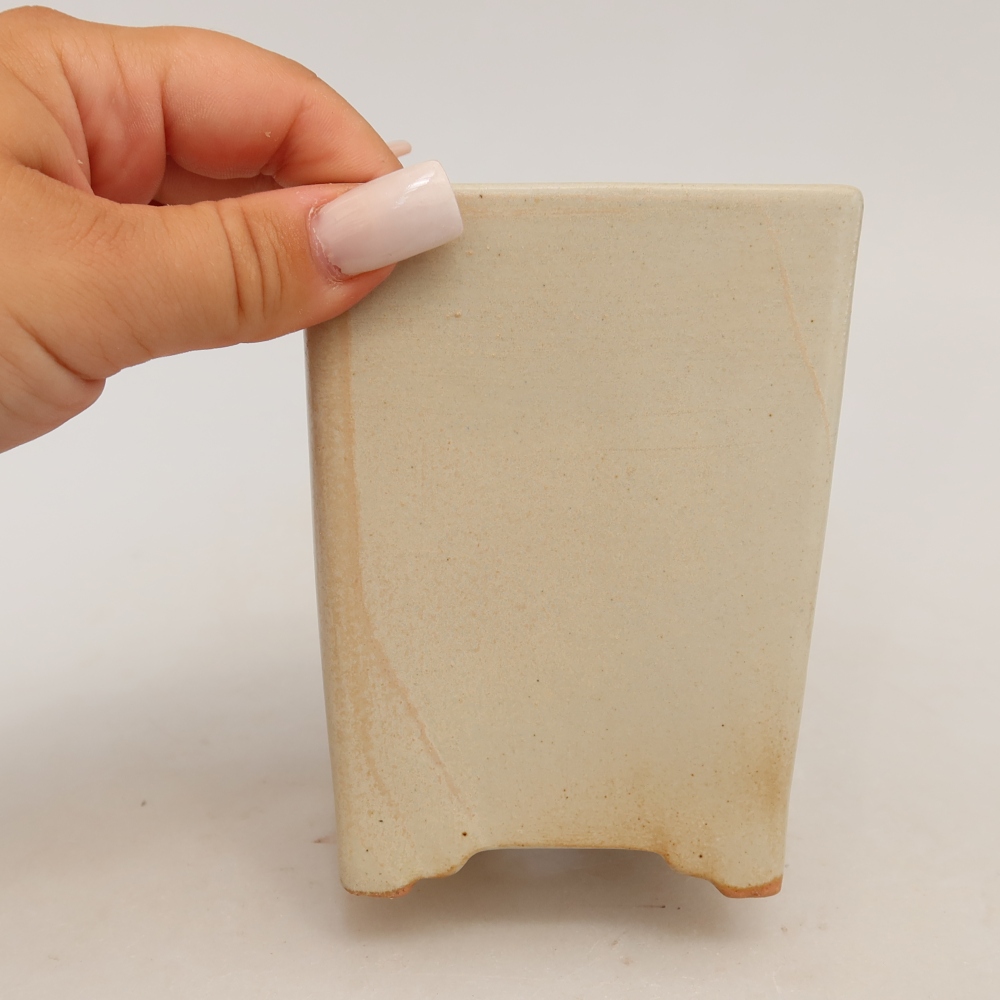 Ceramiczna miseczka do bonsai 9 x 9 x 11,5 cm, kolor beżowy