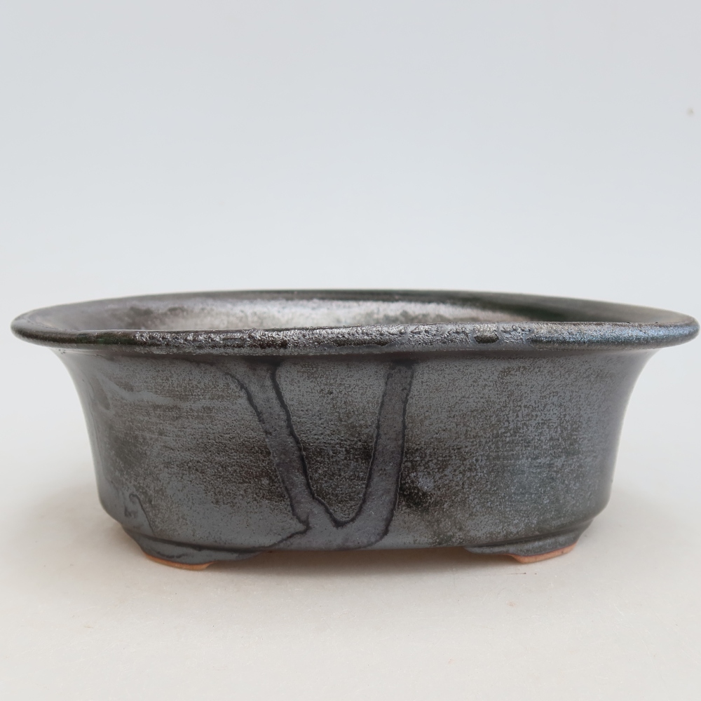 Ceramiczna miska do bonsai 19,5 x 15,5 x 6,5 cm, kolor metaliczno-zielony