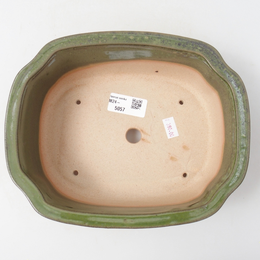 Ceramiczna miska bonsai 22 x 18 x 7 cm, kolor zielony