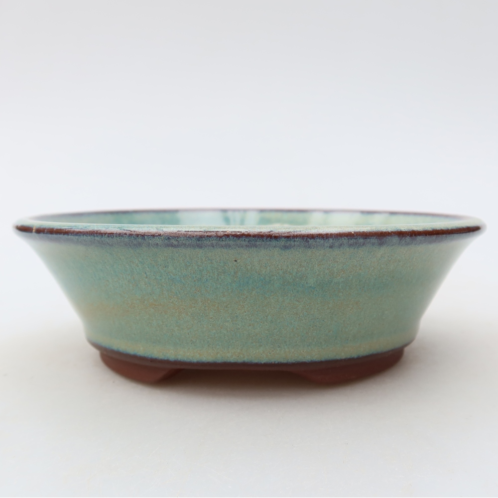 Ceramiczna doniczka do bonsai 14,5 x 14,5 x 4,5 cm, kolor zielony