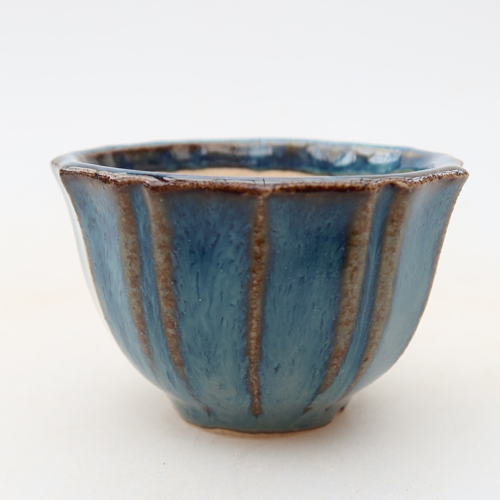 Ceramiczna doniczka do bonsai 5,5 x 5,5 x 3,5 cm, kolor niebieski