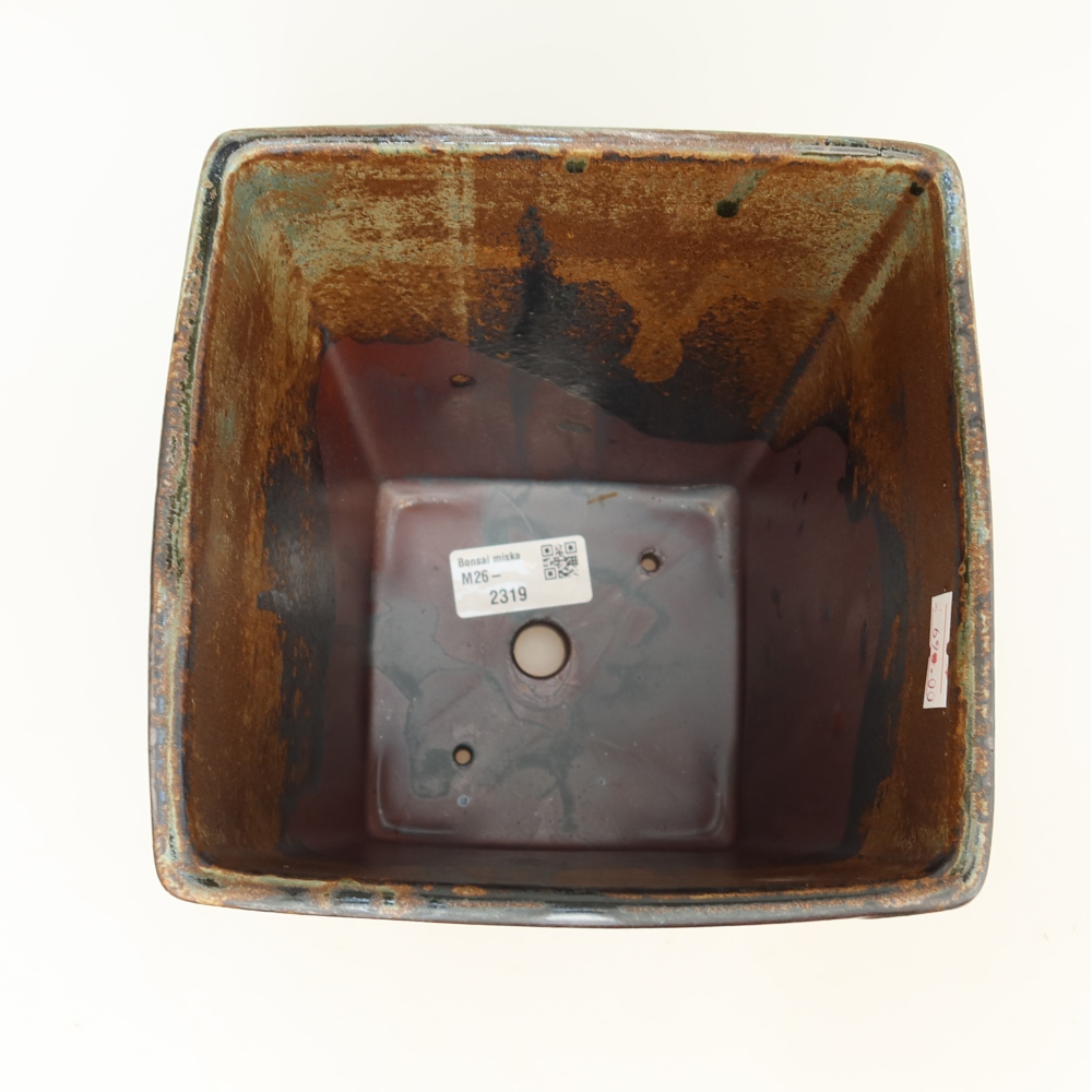 Ceramiczna miska do bonsai 15,5 x 15,5 x 19 cm, kolor brązowy