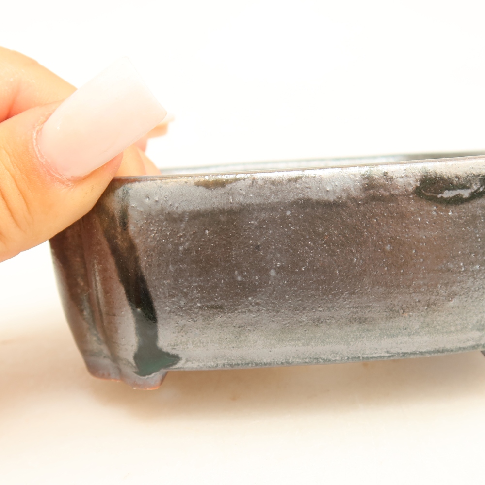 Ceramiczna miseczka do bonsai 10,5 x 8 x 4 cm, kolor metaliczny