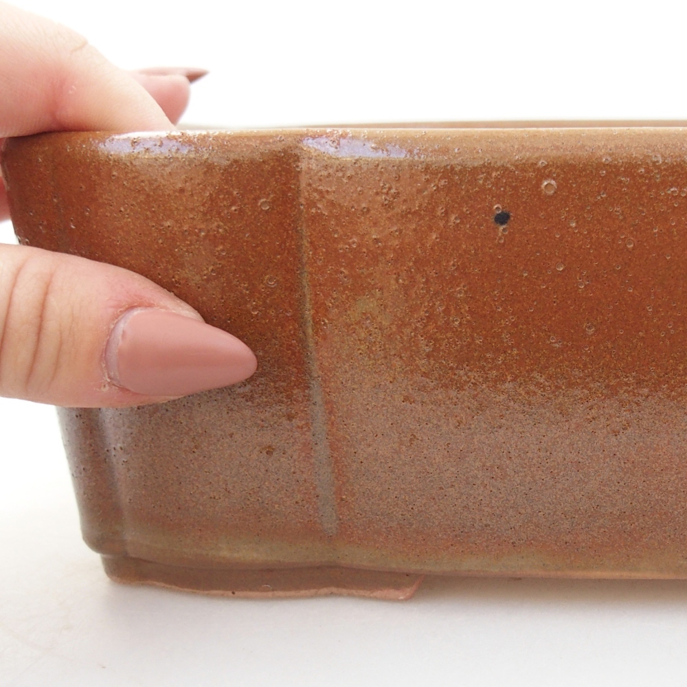 Ceramiczna miska do bonsai 20,5 x 17 x 7 cm, brązowa