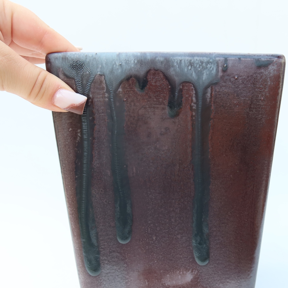 Ceramiczna miska do bonsai 15 x 15 x 19,5 cm, kolor metaliczny