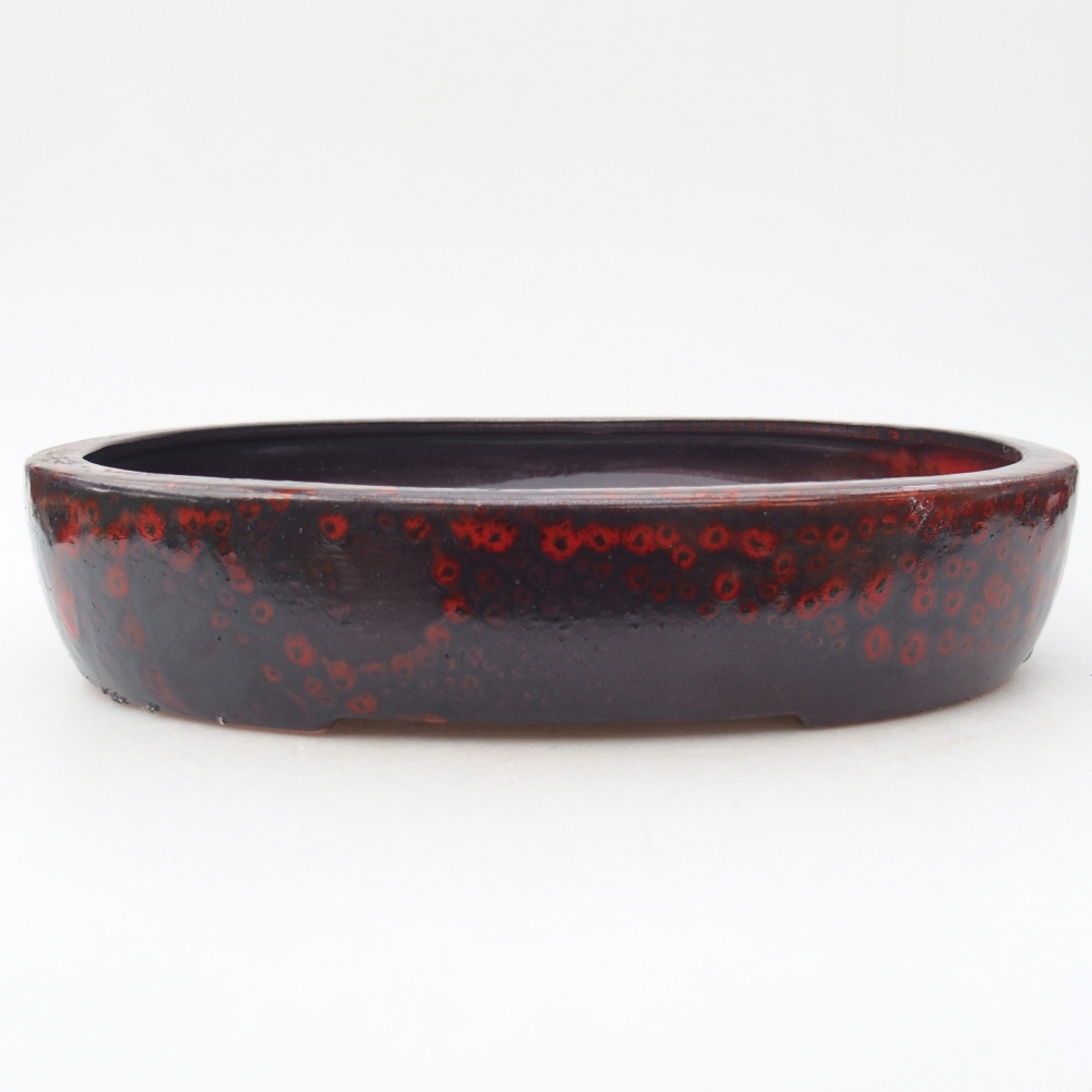 Ceramiczna miska bonsai 27 x 21 x 5,5 cm, kolor czerwono-czarny