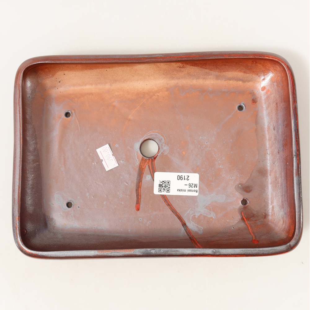 Ceramiczna miska do bonsai 24 x 17,5 x 4 cm, kolor metaliczno-czerwony