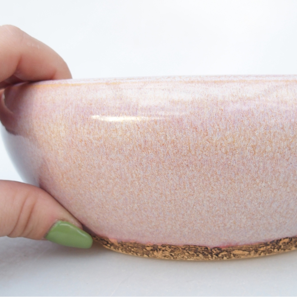 Ceramiczna miska na bonsai 18,5 x 18,5 x 6,5 cm, różowa