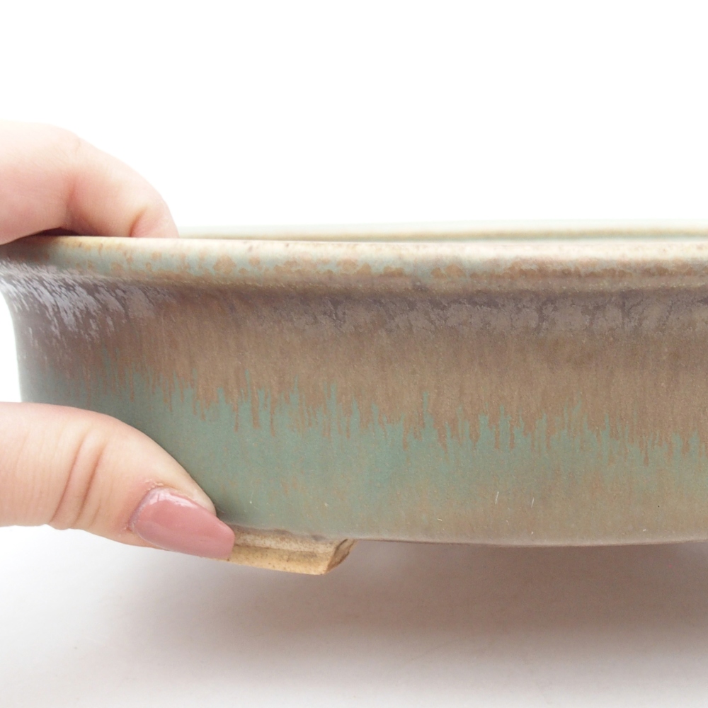 Ceramiczna miska do bonsai 26 x 23,5 x 5,5 cm, zielona
