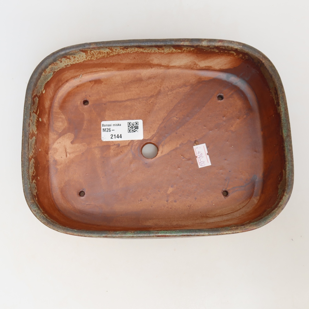Ceramiczna miska do bonsai 23 x 18 x 5,5 cm, kolor brązowo-zielony