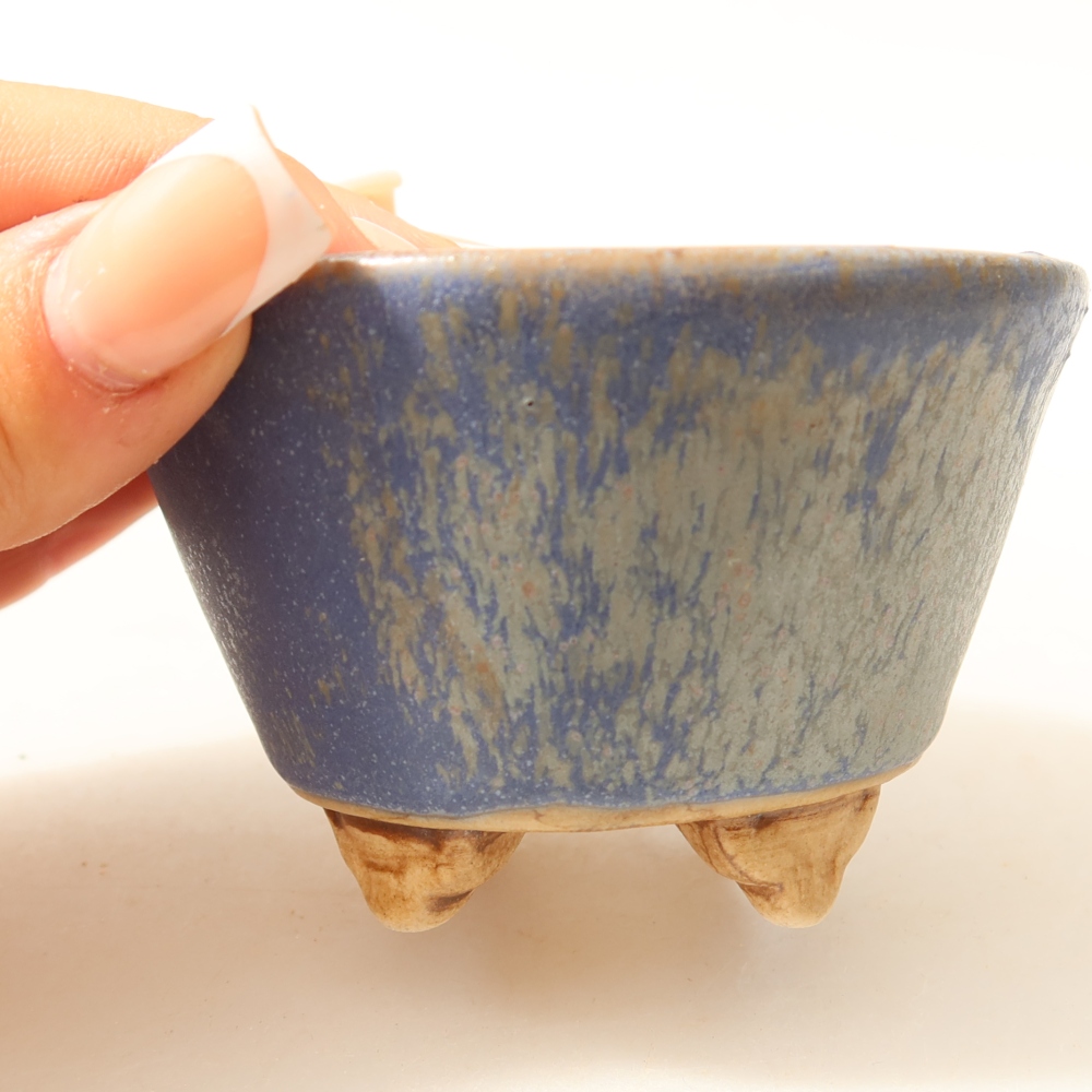Ceramiczna miska do bonsai 8,5 x 8,5 x 5 cm, kolor niebieski