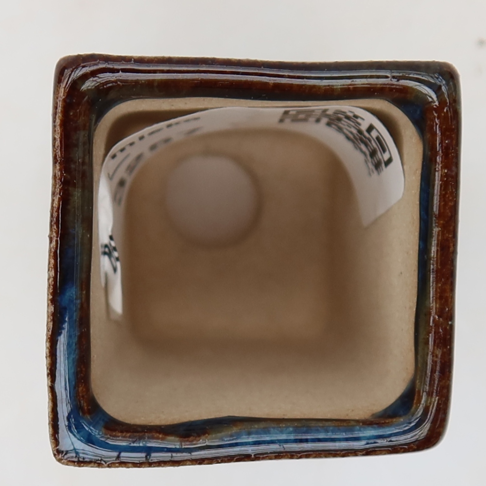 Ceramiczna miseczka do bonsai 3 x 3 x 5,5 cm, kolor niebieski