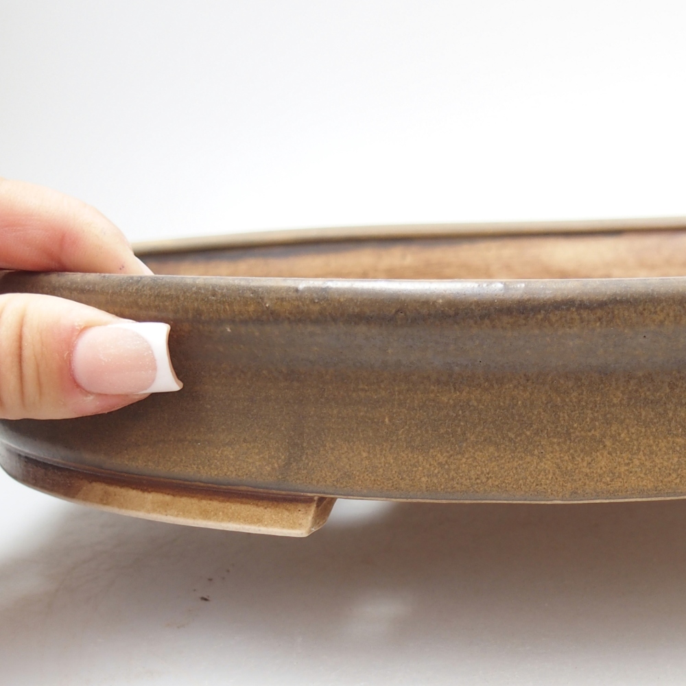 Ceramiczna miska do bonsai 30 x 26,5 x 4 cm, brązowa