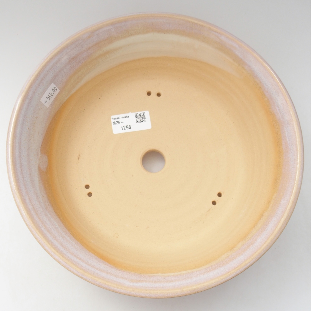 Ceramiczna miska na bonsai 26,5 x 26,5 x 7,5 cm, kolor beżowy