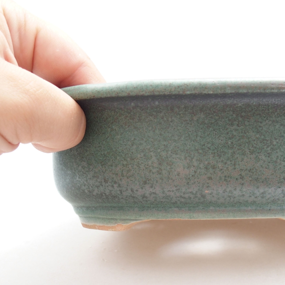 Ceramiczna miska bonsai 18 x 15 x 6 cm, kolor zielony