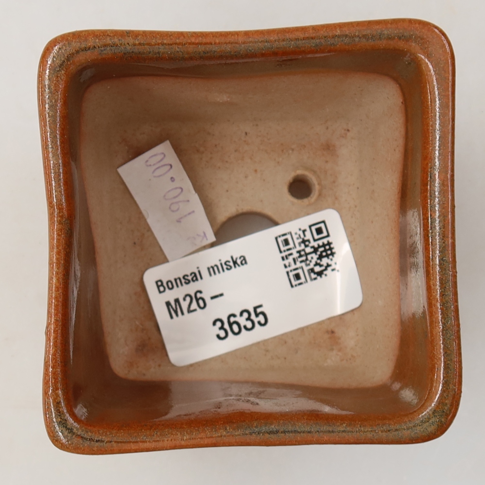 Ceramiczna miseczka do bonsai 6,5 x 6,5 x 5 cm, kolor brązowy