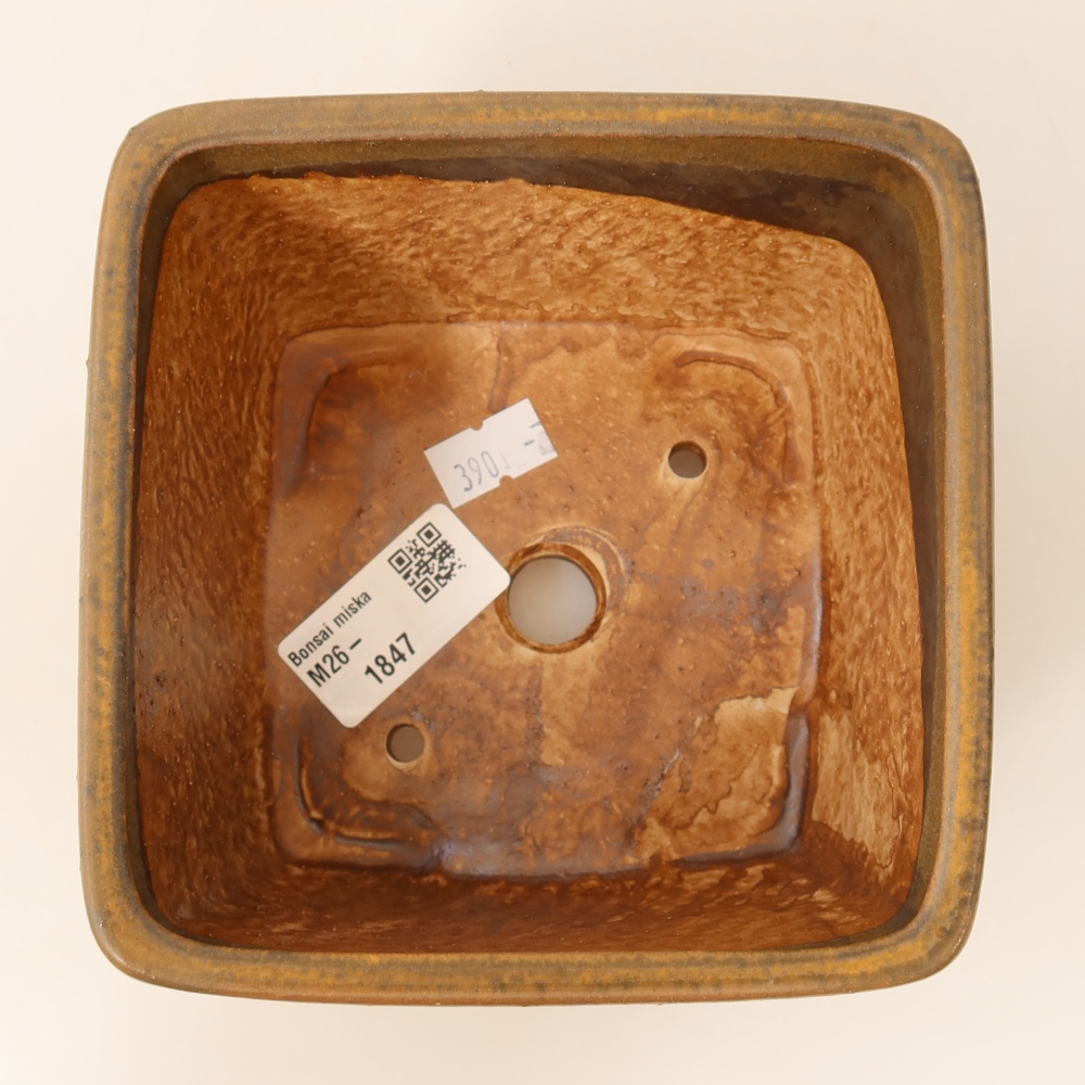 Ceramiczna miska do bonsai 13 x 13 x 8 cm, brązowa