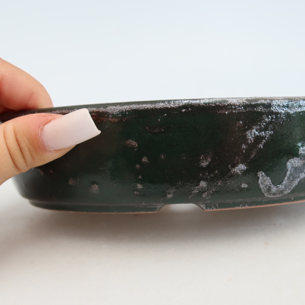 Ceramiczna miska do bonsai 18,5 x 13,5 x 4,5 cm, kolor zielony