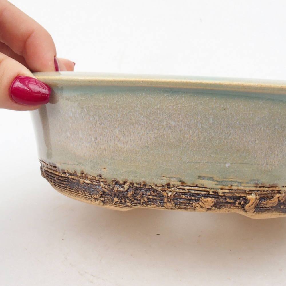 Ceramiczna miska bonsai 17 x 17 x 5 cm, kolor zielony