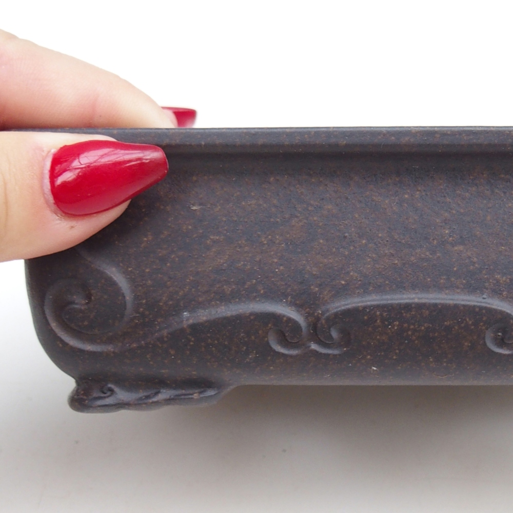 Ceramiczna miska do bonsai 14,5 x 10 x 4,5 cm, kolor brązowo-ochrowy