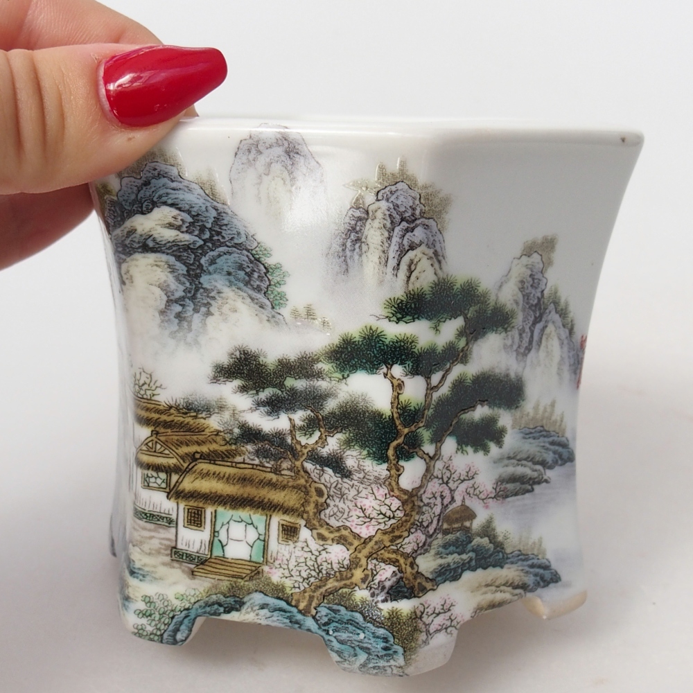 Ceramiczna miska do bonsai 10,5 x 9,5 x 9 cm, kolor biały