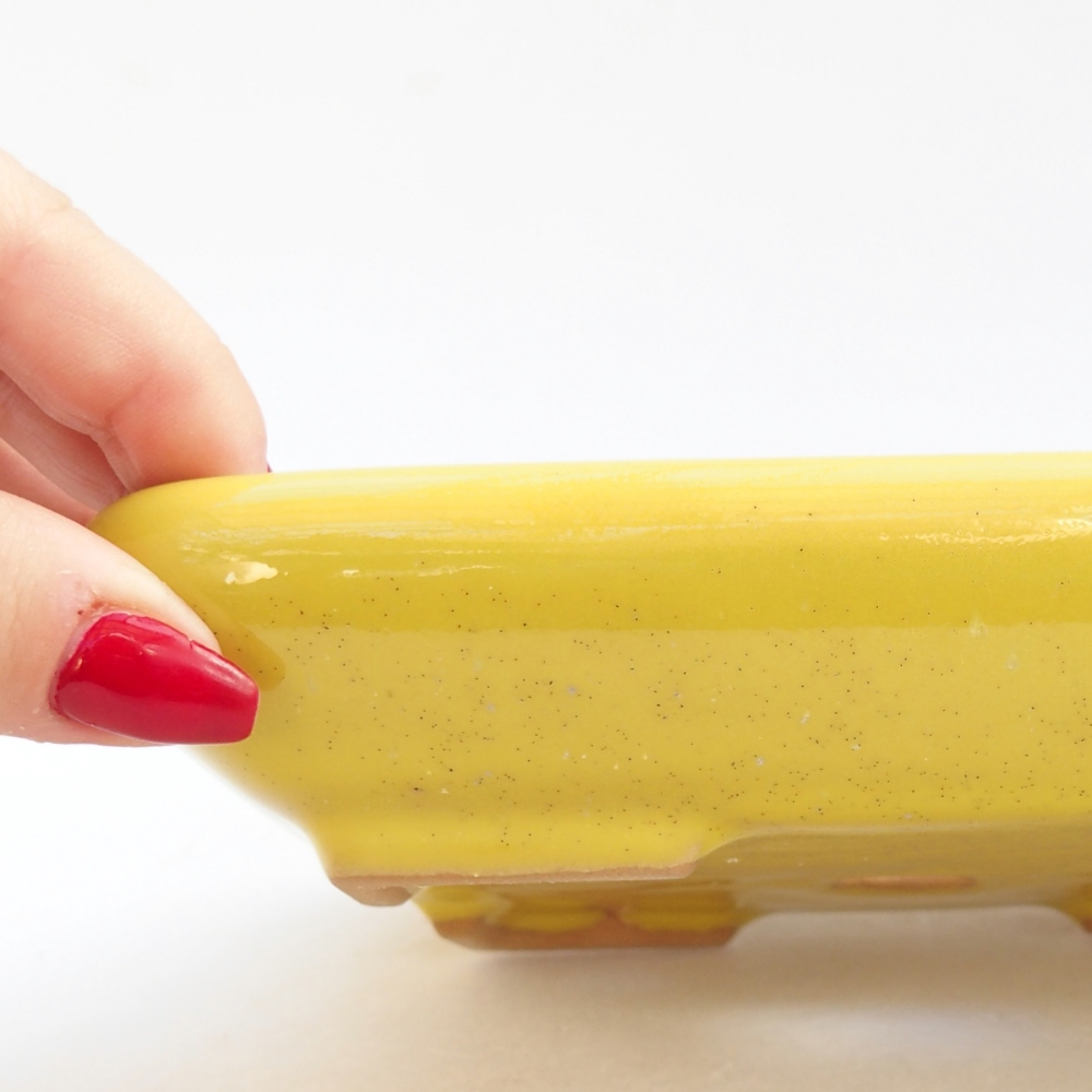 Ceramiczna miska do bonsai 16,5 x 13,5 x 3,5 cm, żółta