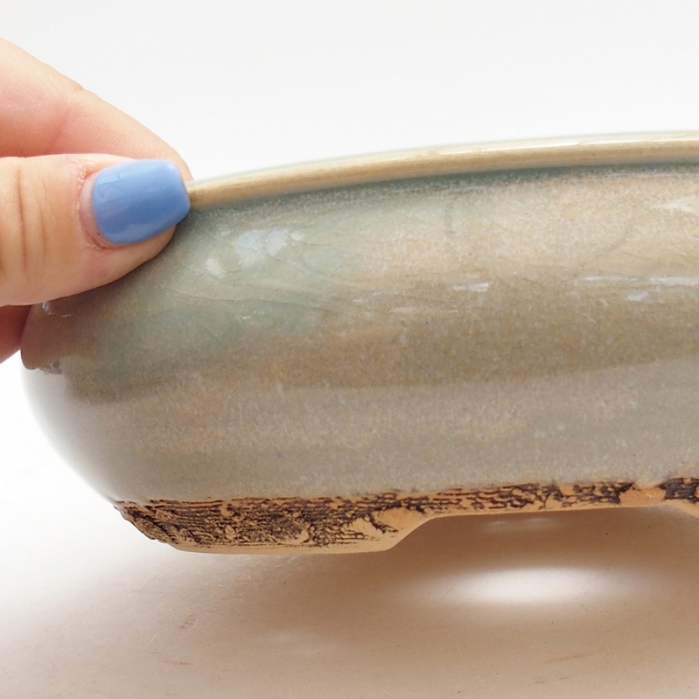 Ceramiczna miska do bonsai 17,5 x 17,5 x 5,5 cm, kolor zielony