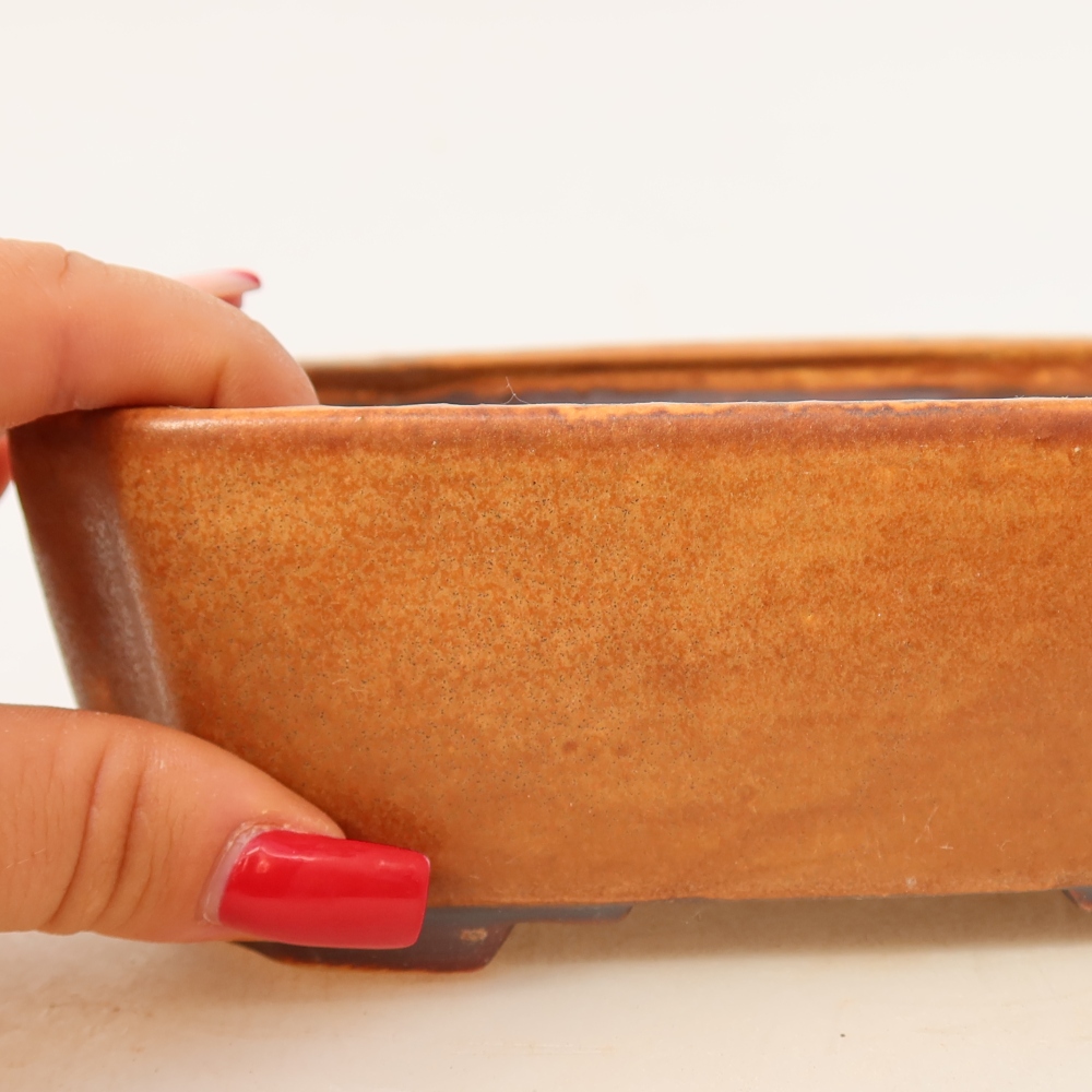 Ceramiczna miseczka do bonsai 17,5 x 14,5 x 5 cm, kolor brązowy