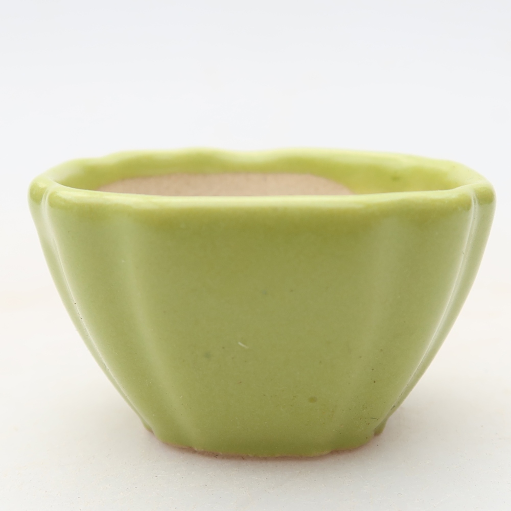 Ceramiczna miseczka do bonsai 4,5 x 4,5 x 2,5 cm, kolor zielony