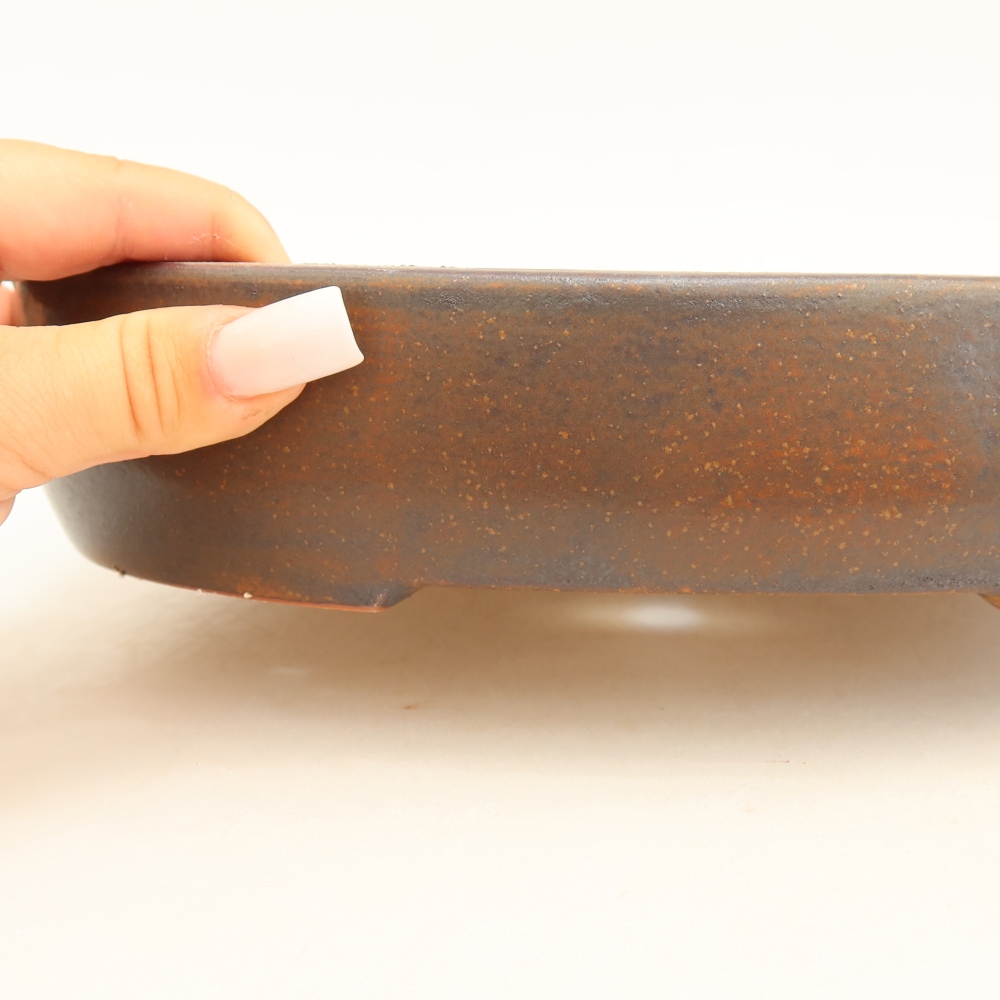 Ceramiczna miska na bonsai 27 x 21 x 5,5 cm, brązowa