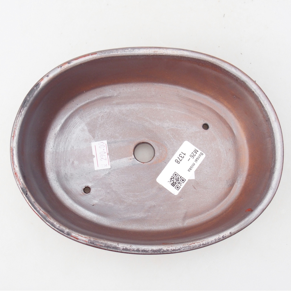 Ceramiczna miska na bonsai 19 x 14,5 x 4,5 cm, metaliczna czerwień