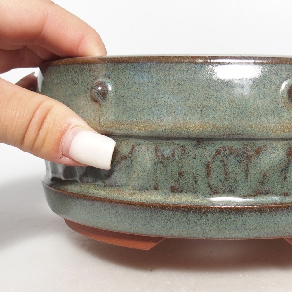 Ceramiczna miska do bonsai 16 x 16 x 6,5 cm, zielona