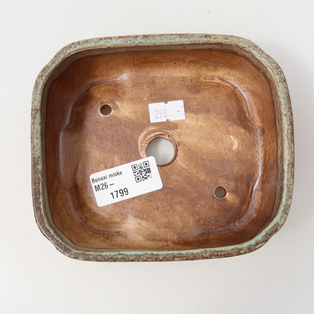 Ceramiczna miska do bonsai 14 x 12 x 4 cm, kolor zielony