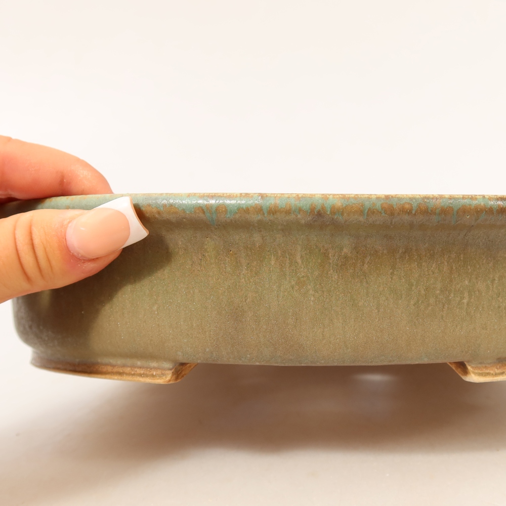 Ceramiczna miska na bonsai 24 x 21 x 5 cm, zielona