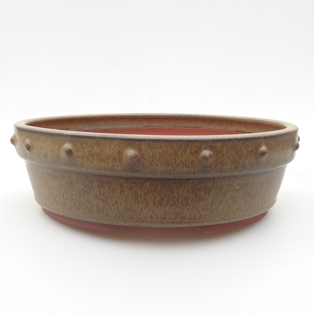 Ceramiczna miska bonsai 18,5 x 18,5 x 5,5 cm, kolor brązowy