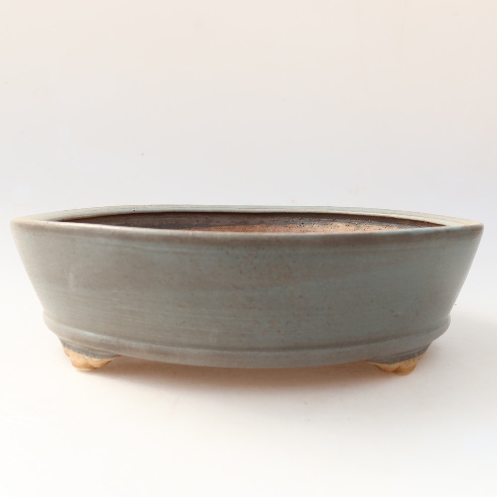 Ceramiczna miska do bonsai 21,5 x 21,5 x 6 cm, kolor niebieski