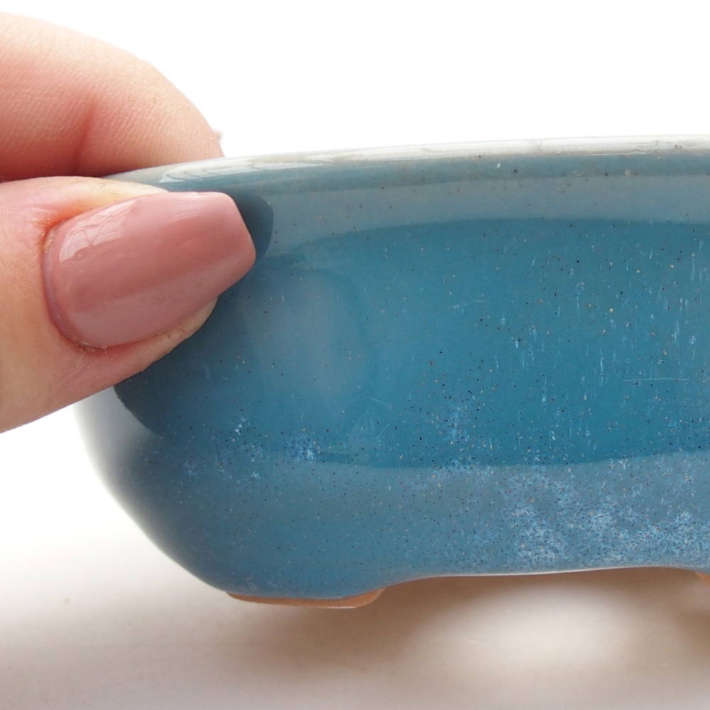 Ceramiczna miska na bonsai 11 x 8,5 x 4 cm, kolor niebieski