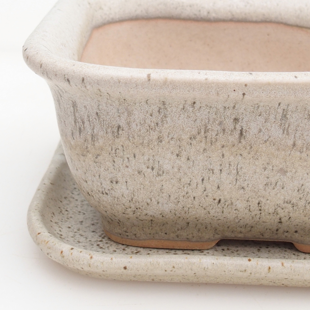 Miska bonsai + spodek H38 - 12 x 10,5 x 5 cm - beżowy