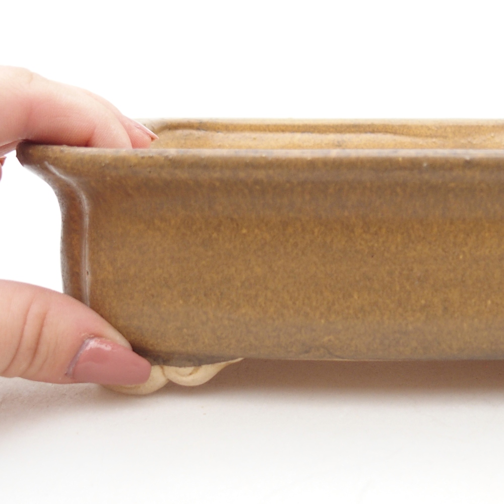 Ceramiczna miska na bonsai 19 x 17 x 6 cm, brązowa