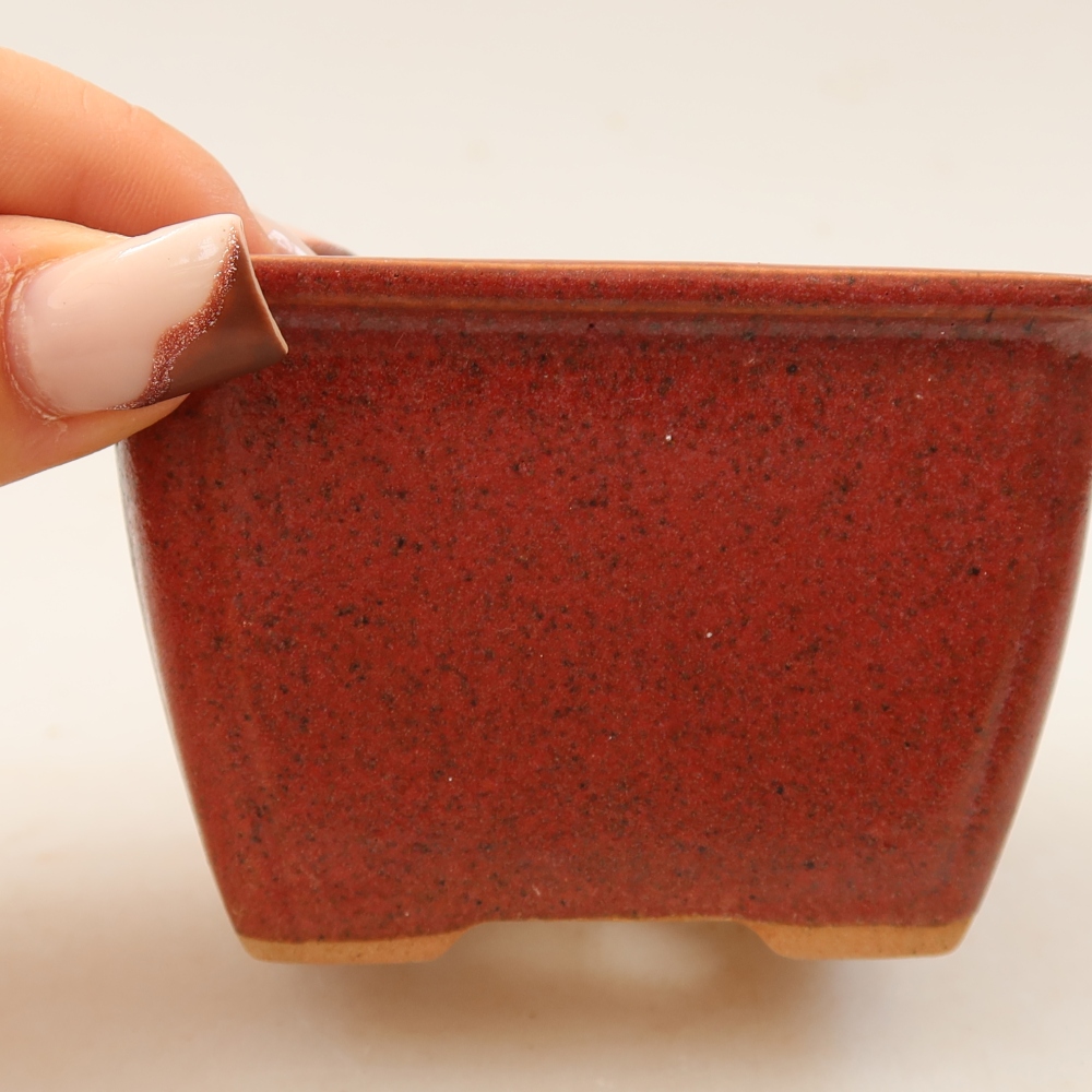 Ceramiczna miseczka do bonsai 8,5 x 8,5 x 5,5 cm, kolor różowy