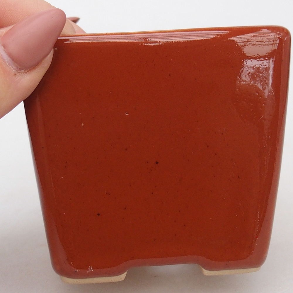 Ceramiczna miska na bonsai 7,5 x 7,5 x 7 cm, brązowa