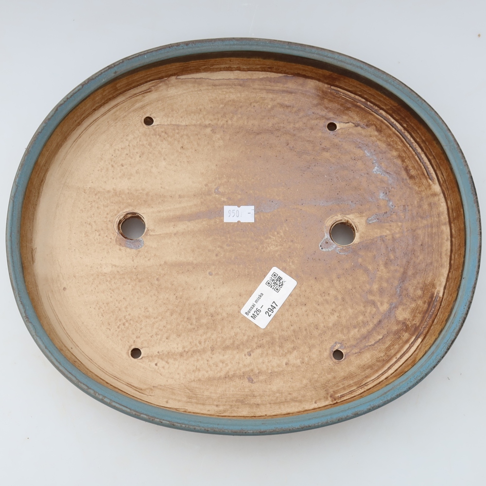 Ceramiczna miska do bonsai 31 x 27 x 4,5 cm, kolor niebieski