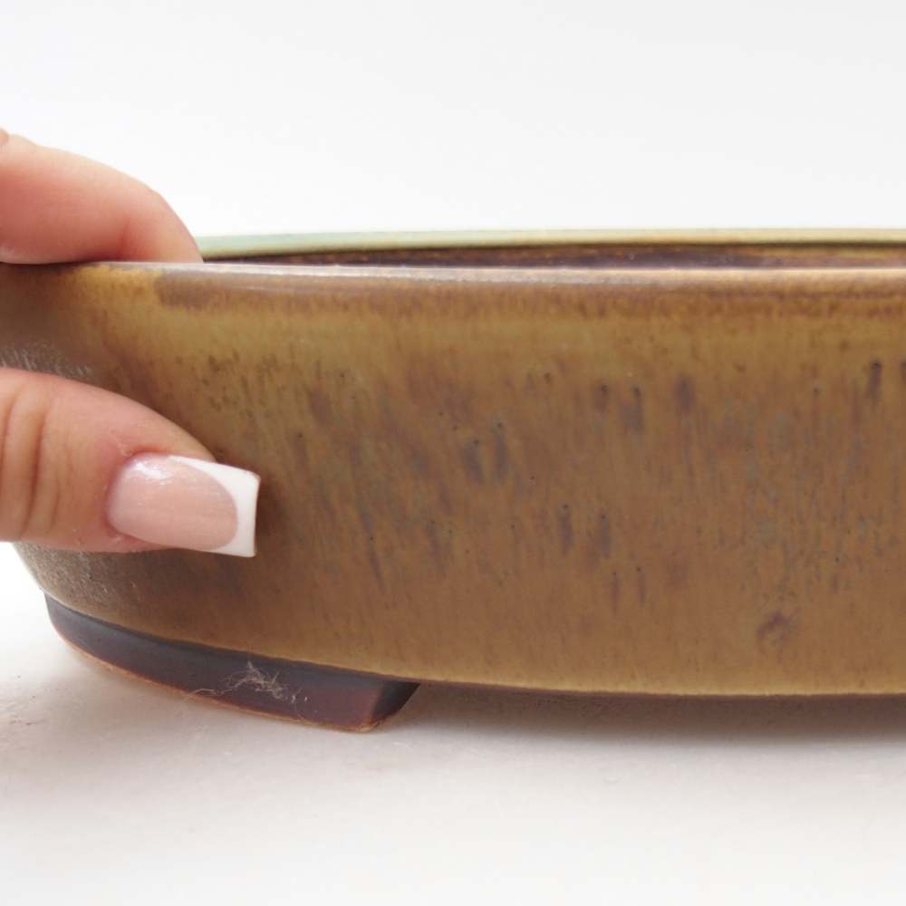 Ceramiczna miska do bonsai 28,5 x 25 x 6 cm, zielona