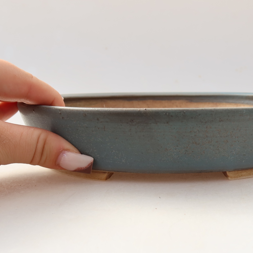 Ceramiczna miska do bonsai 21 x 19 x 4,5 cm, kolor niebieski