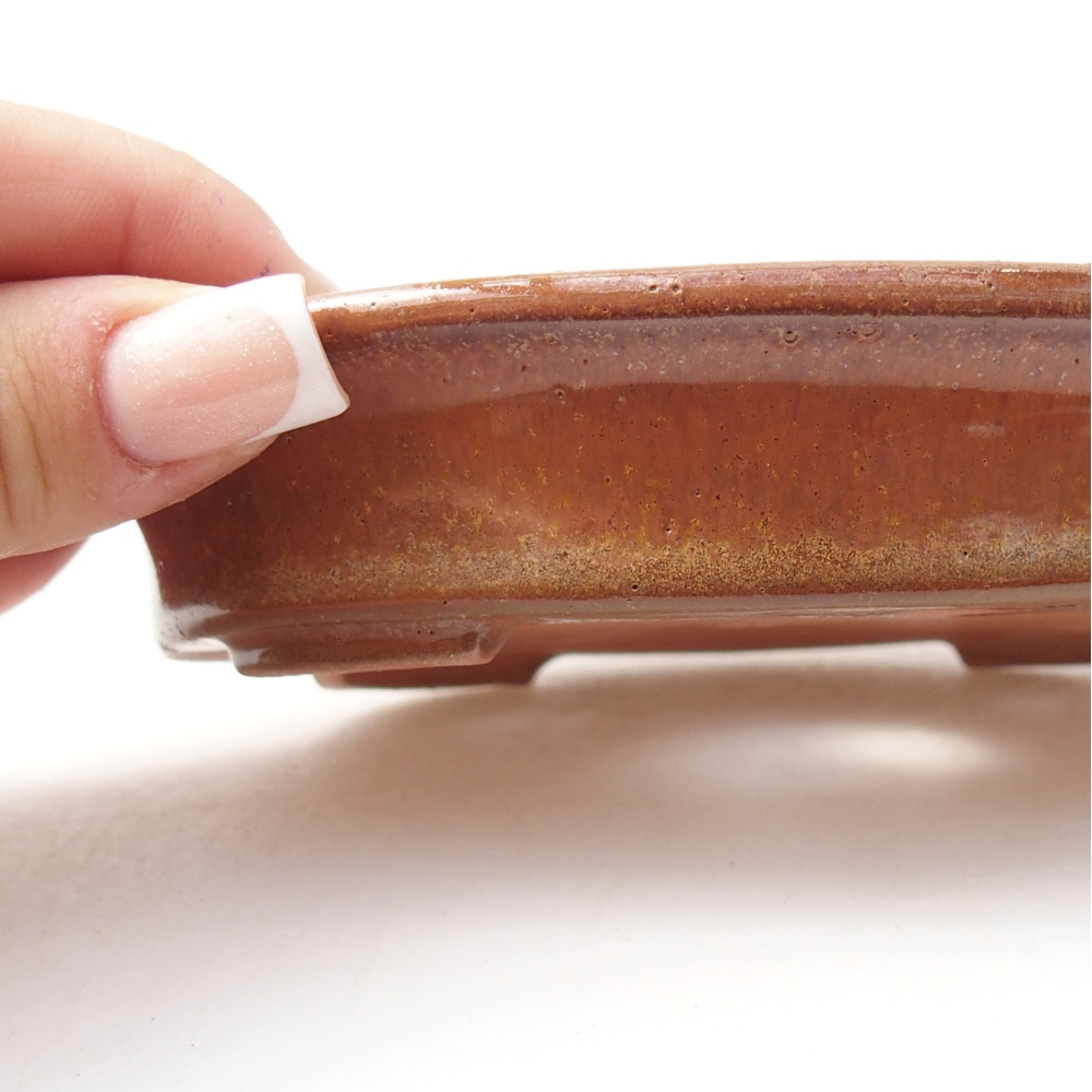 Ceramiczna miska do bonsai 13 x 10,5 x 3 cm, brązowa