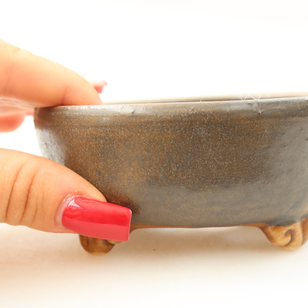 Ceramiczna miska do bonsai 10,5 x 10,5 x 4 cm, kolor brązowy