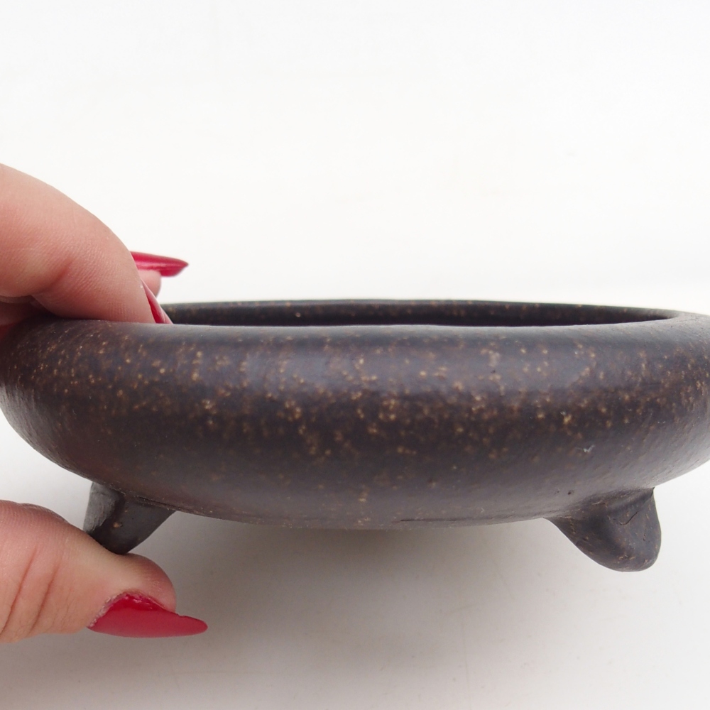 Ceramiczna miska do bonsai 11,5 x 11,5 x 4 cm, brązowawo-ochrowa
