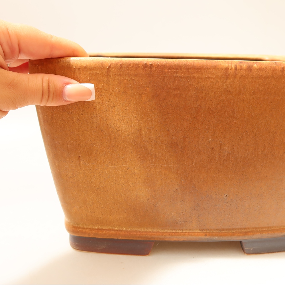 Ceramiczna miska do bonsai 26,5 x 26,5 x 15,5 cm, kolor brązowy