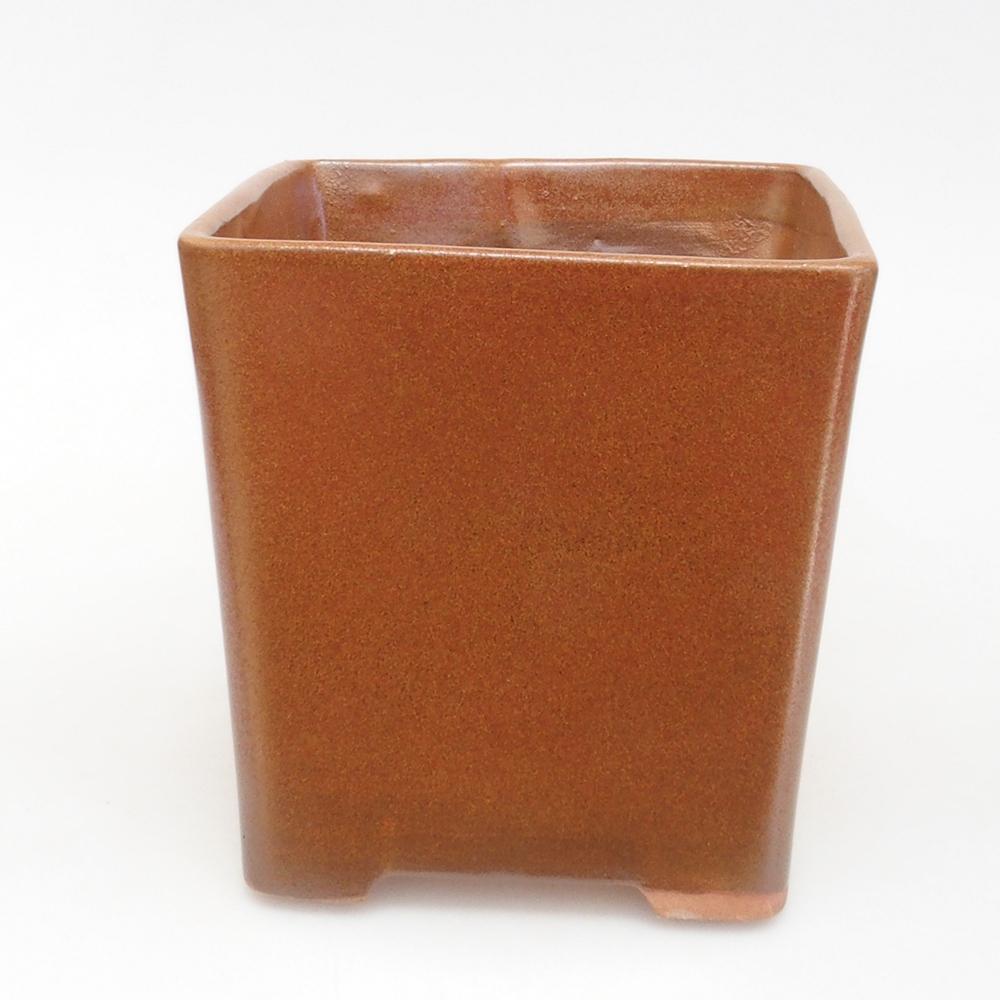 Ceramiczna miska bonsai 13 x 13 x 13,5 cm, kolor brązowy